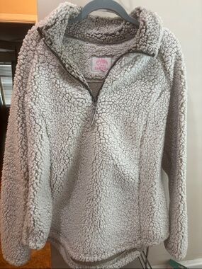 Cozy Sherpa Half-Zip Pullover - Light Gray